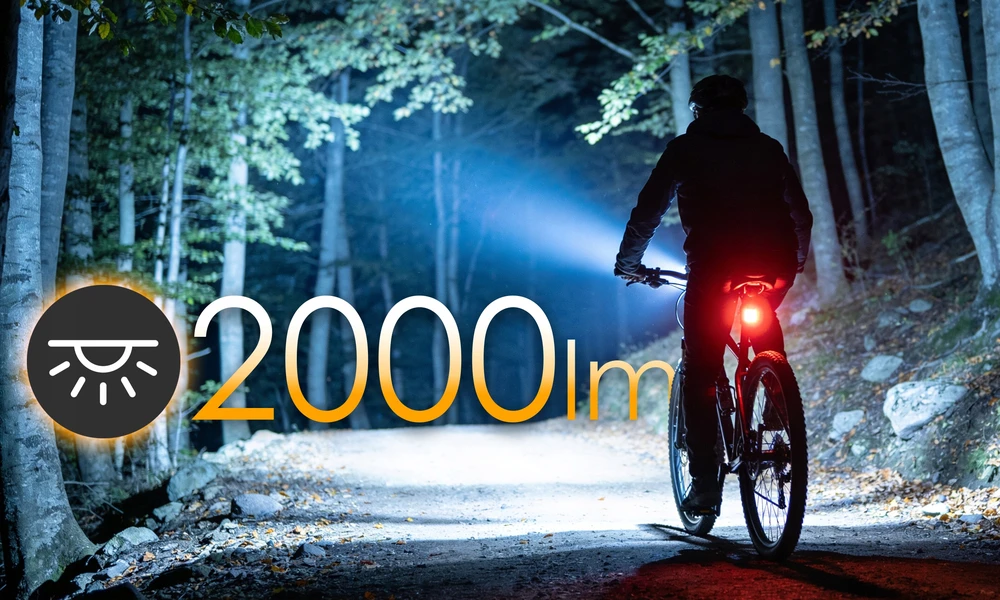 TAVO Mocna Lampka Rowerowa 2000 lm 6000mAh Przednia LED Žibintuvėlis Akumulatorowa