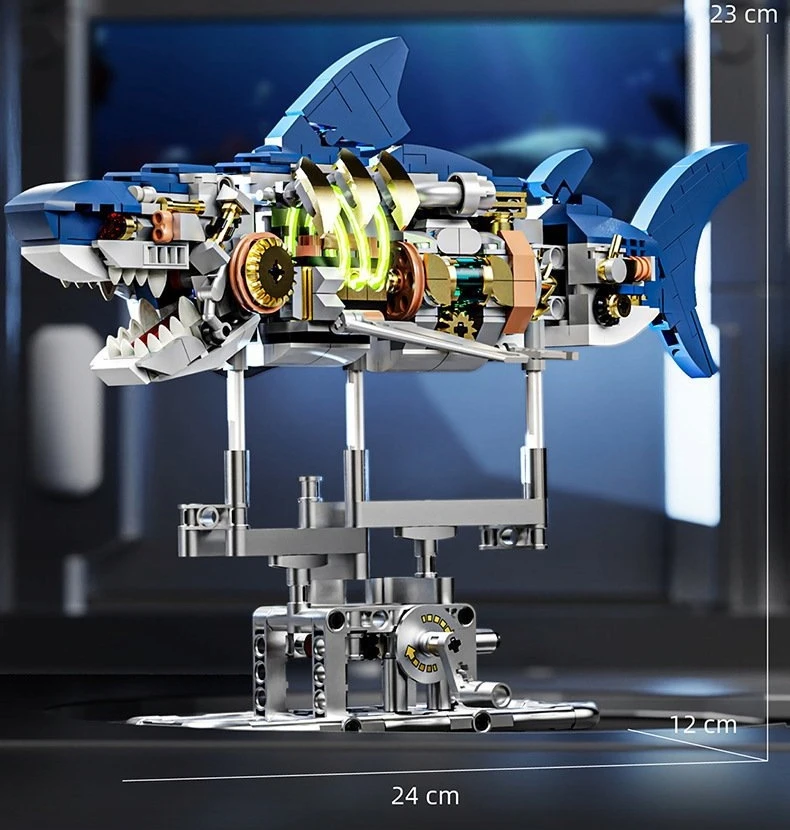 TECHNIC MJI 13054 blokeliai – Mechaniniai LED Shark 687 elementai