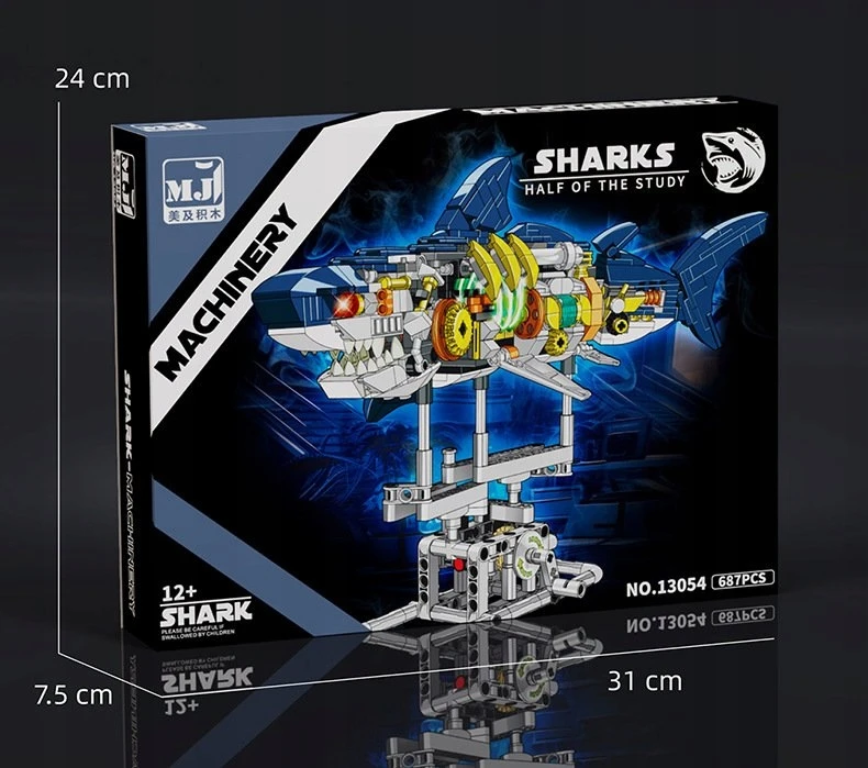 TECHNIC MJI 13054 blokeliai – Mechaniniai LED Shark 687 elementai