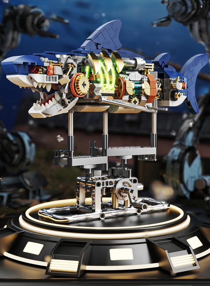 TECHNIC MJI 13054 blokeliai – Mechaniniai LED Shark 687 elementai
