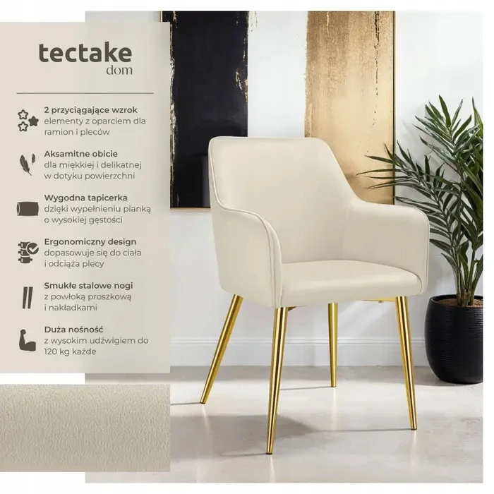 Tectake 2 x VELVETINĖ KĖDĖ VALGOMOJE SVETAINEI