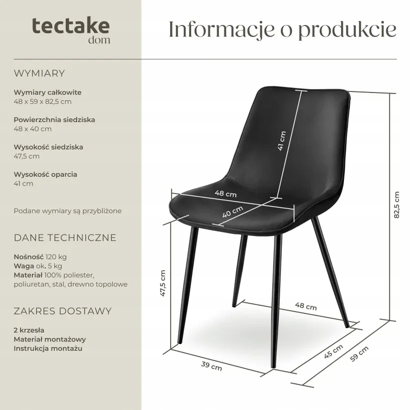 Tectake 2x KĖDĖ VALGOMUI, FOTOLAS