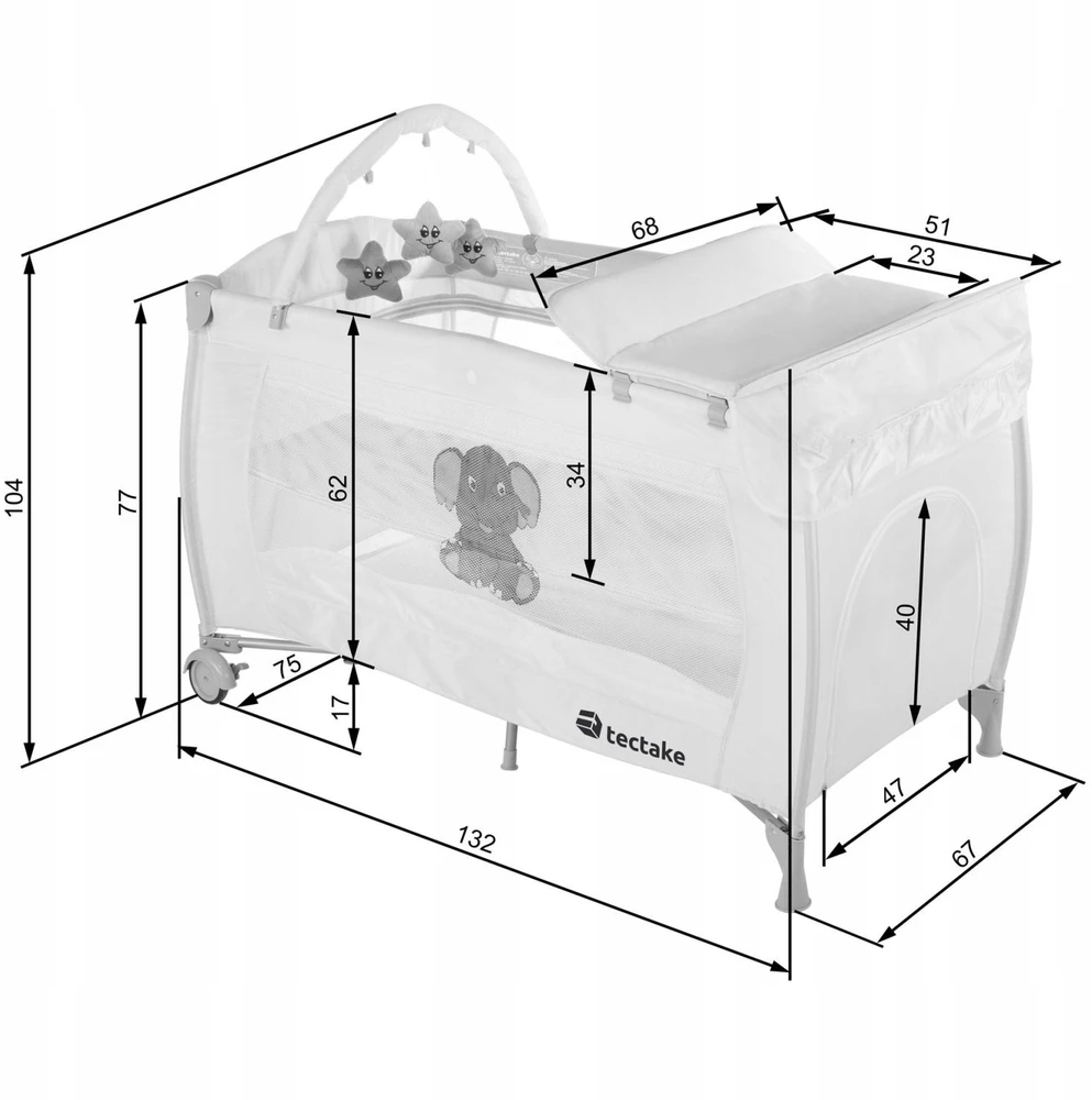 Tectake KOJEC Turistinis DLA DZIECI NIEMOWLAT 132 x 75 x 104 cm