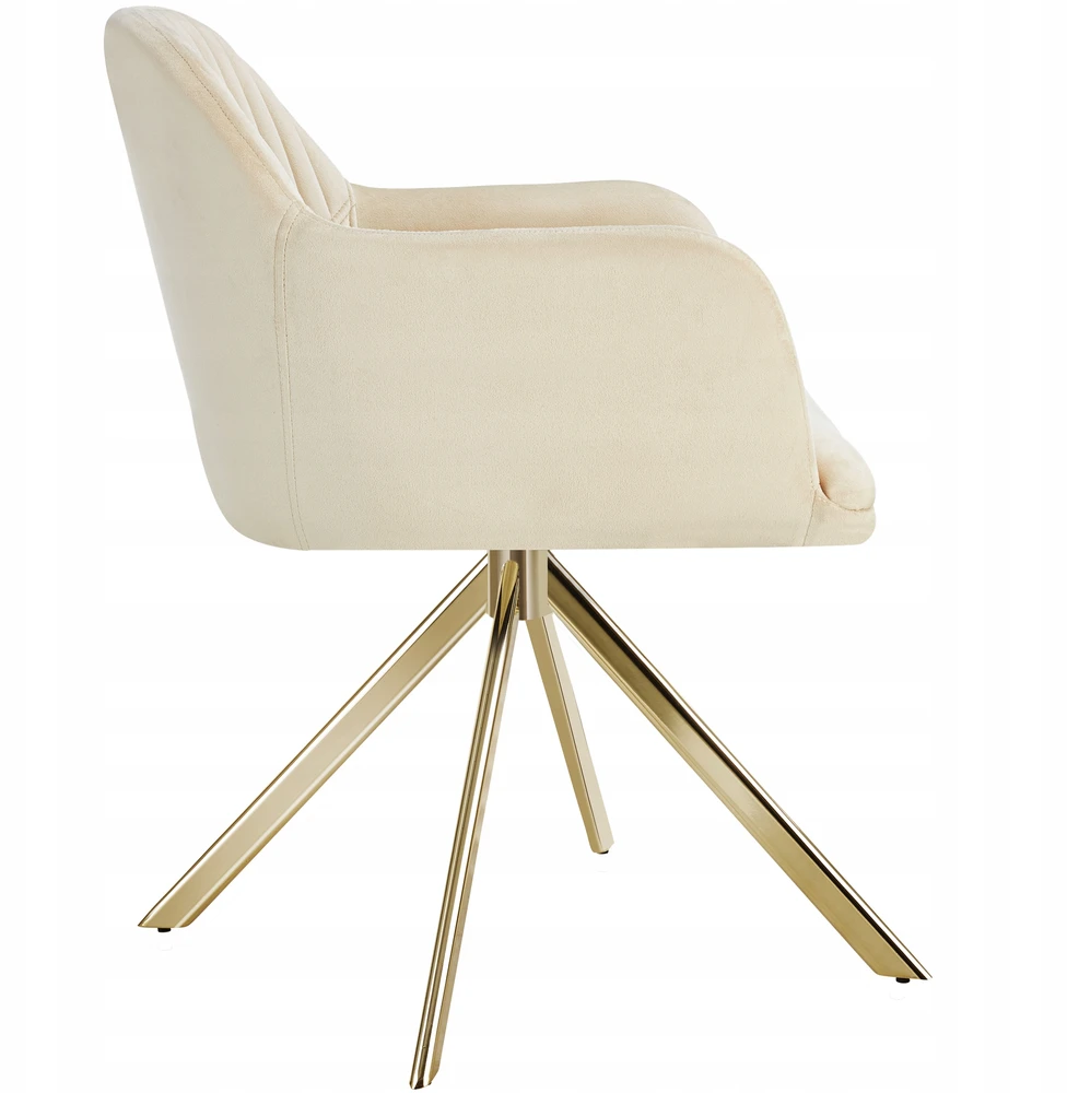Tectake Scallop Glamour smėlio spalvos minkšta pasukama kėdė