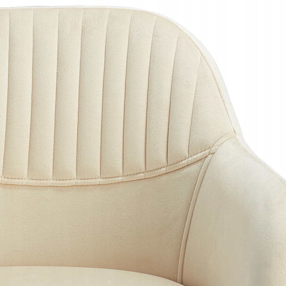 Tectake Scallop Glamour smėlio spalvos minkšta pasukama kėdė