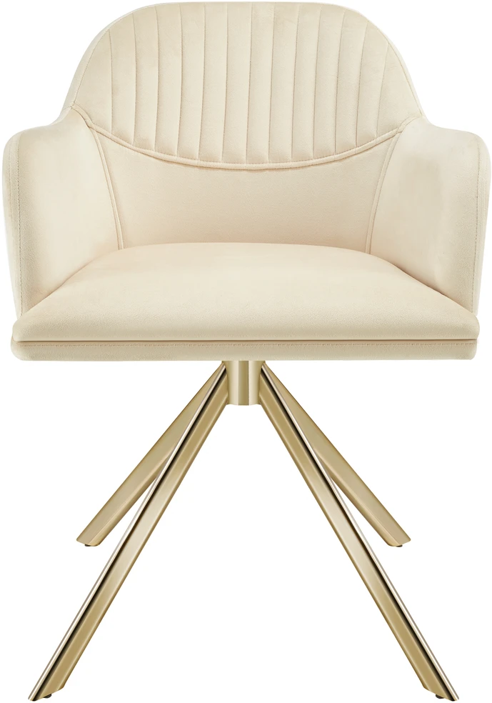 Tectake Scallop Glamour smėlio spalvos minkšta pasukama kėdė