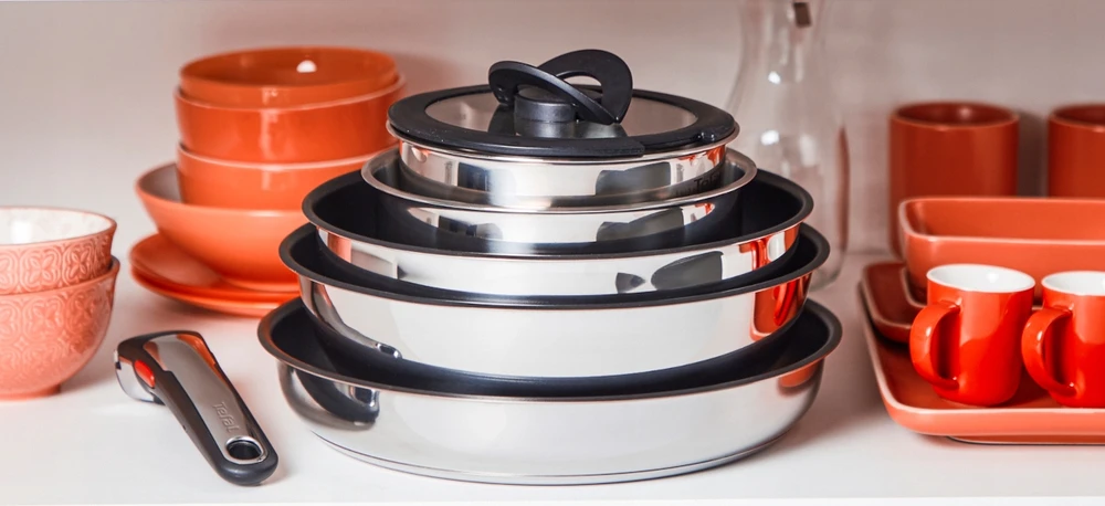Nerūdijančio plieno puodų rinkinys Tefal Ingenio Emotion L8964S44, 4 dalių