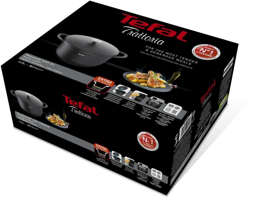 TEFAL Trattoria puodas su dangteliu 24cm 4,2L E2184 Titanium Extra kondensacija