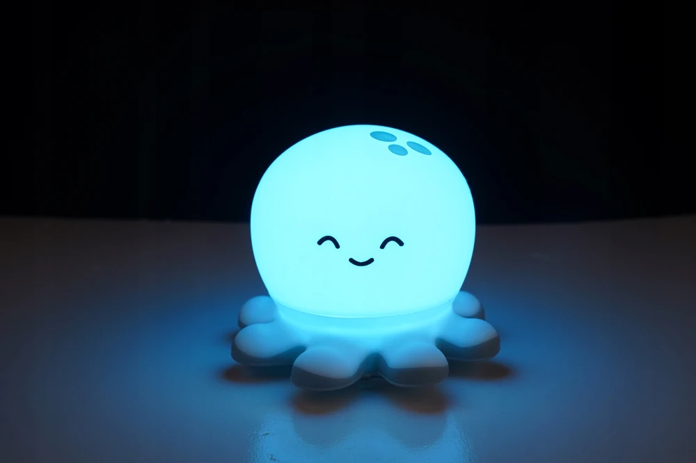 Tekan Naktinė lempa LED DLA DZIECI SILIKONOWA OŚMIORNICA KOLOROWA MIĘKKA USB-C RGB