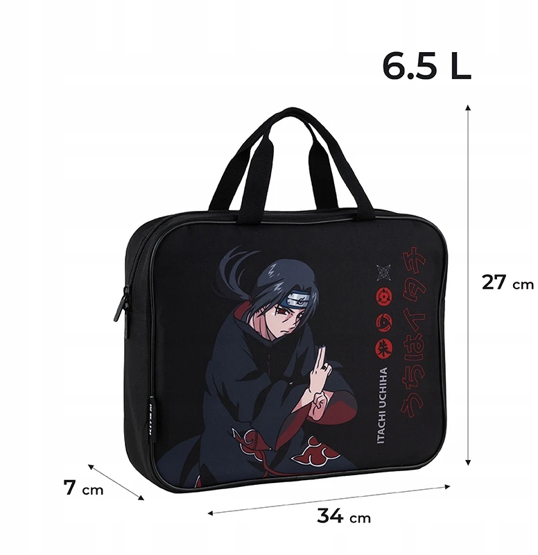 Tekstilinė rankinė su užtrauktuku Naruto, Kite, 340x270x70mm
