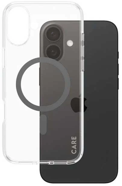 Panzer Glass CARE Flagship dėklas su Juodas MagSafe iPhone 16 Plus, skaidrus