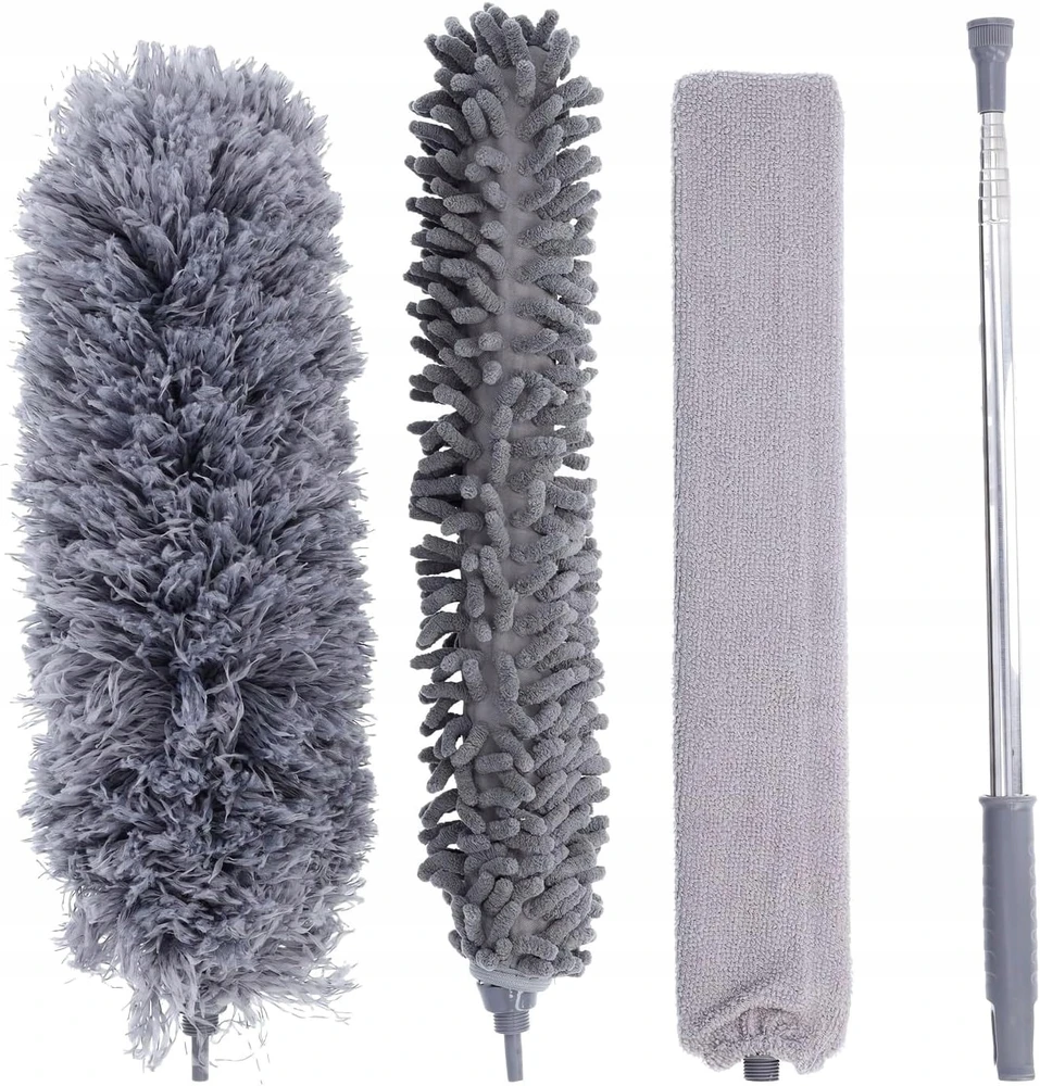 TELESKOPINIS DULKIŲ ŠEPETĖLIS 280 CM PILKAS MIKROPLUOŠTO VALYMO RINKINYS