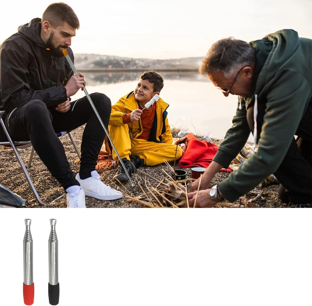 TELESKOPINIS stiebelis 2 VIENETŲ 50 cm PLIENINIS KOMPAKTINIS UGNIAI ATSPARUS PALEIDIMAS