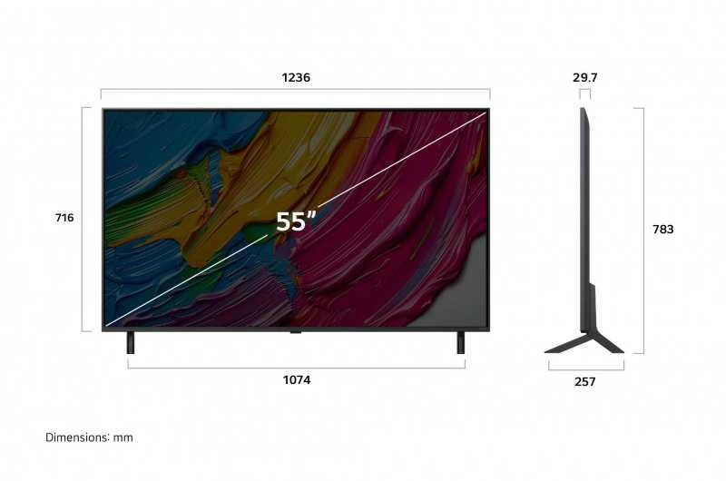Televizorius LG 55QNED80A3A | 55 | Smart TV | webOS | UHD | Juodas