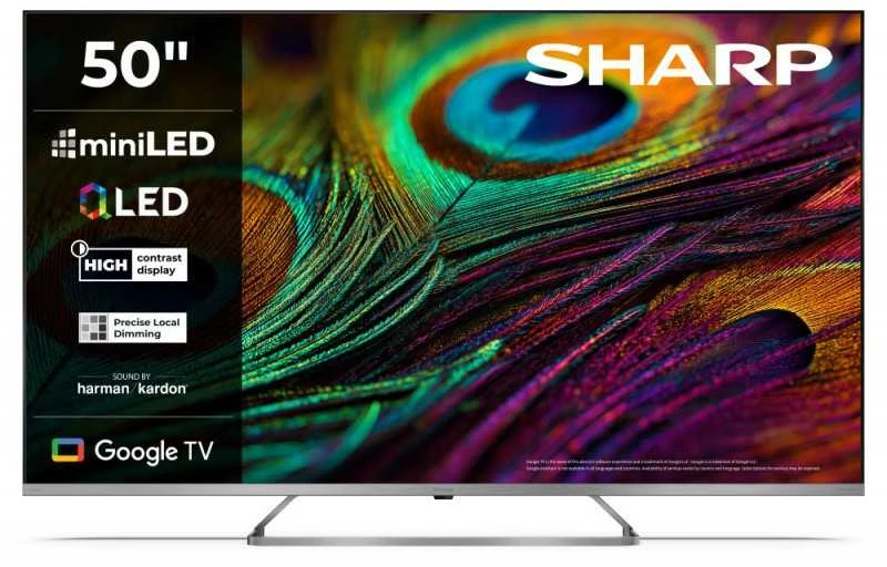 Sharp 4K QLED MiniLED televizorius | 50JP7265E | 50 | Išmanusis televizorius | „Google TV“ | UHD | Sidabras
