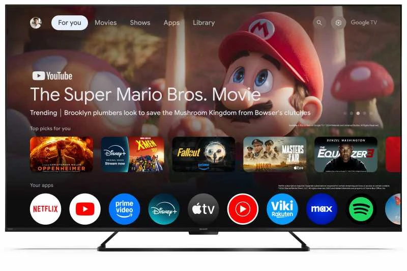 Sharp | 65HR7265E | 65 | Išmanusis televizorius | „Google TV“ | Juoda