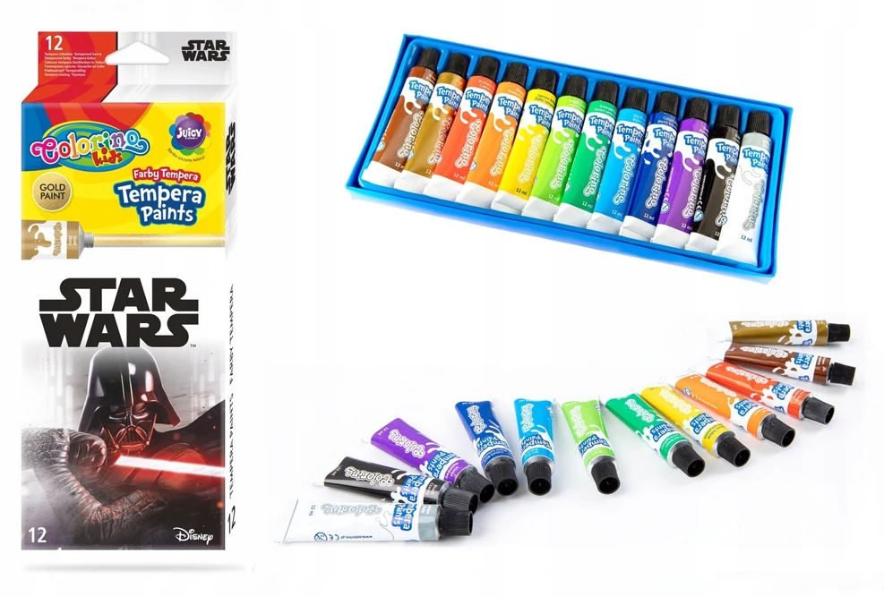 Patio Tempera dažai tūbelėse Colorino Disney Star Wars, 12 spalvų x 12 ml