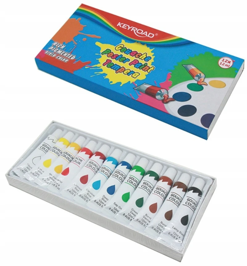Temperiniai dažai Keyroad, 12 spalvų, 12 ml