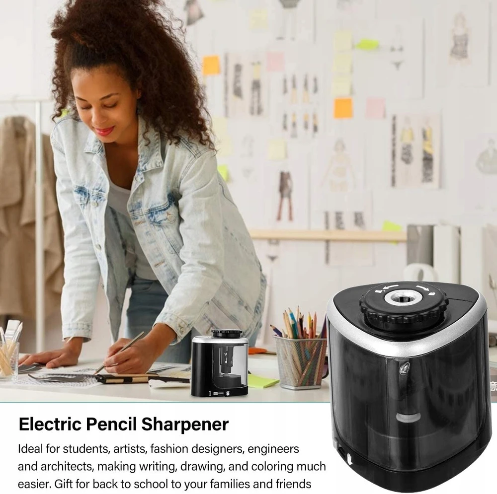 Tenwin Automatinė elektrinė pieštukų drožtuvė, juoda