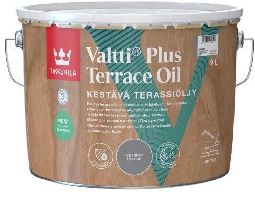 Terasų ir lauko baldų aliejus TIKKURILA VALTTI TERRACE OIL, pilkos sp., 2,7 l