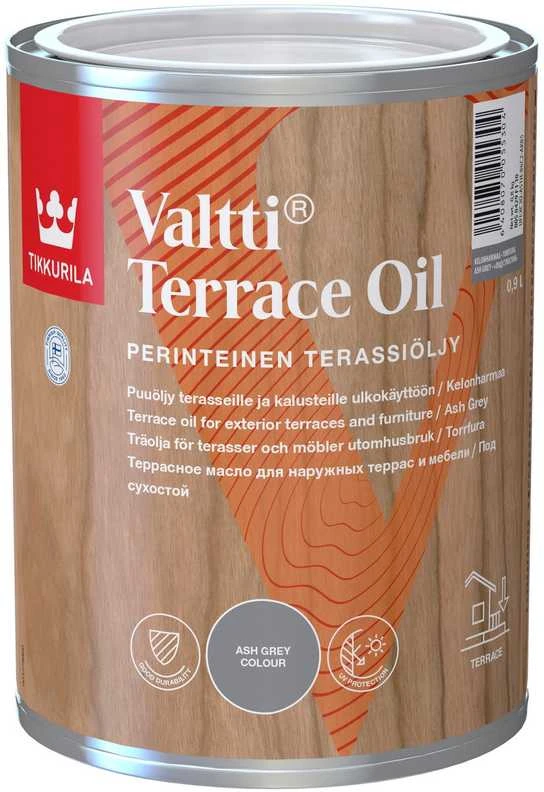 Terasų ir lauko baldų aliejus TIKKURILA VALTTI TERRACE OIL, pilkos sp., 0,9 l