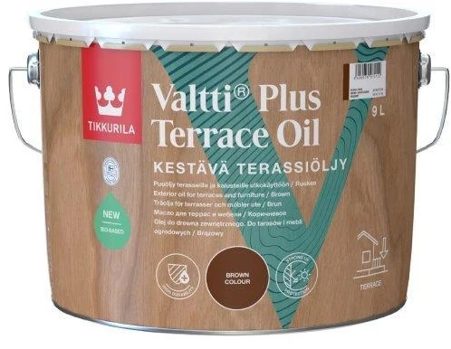 Terasų ir lauko baldų aliejus TIKKURILA VALTTI TERRACE OIL, rudos sp., 0,9 l