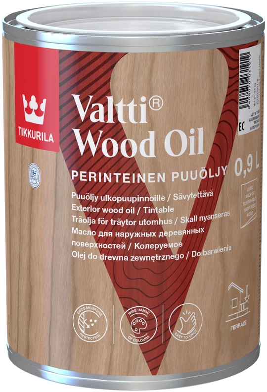 Terasų ir lauko baldų aliejus TIKKURILA VALTTI TERRACE OIL, rudos sp., 0,9 l