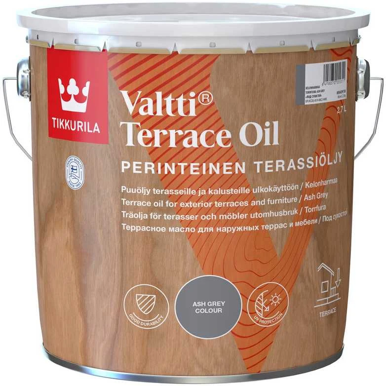 Terasų ir lauko baldų aliejus TIKKURILA VALTTI TERRACE OIL, pilkos sp., 2,7 l