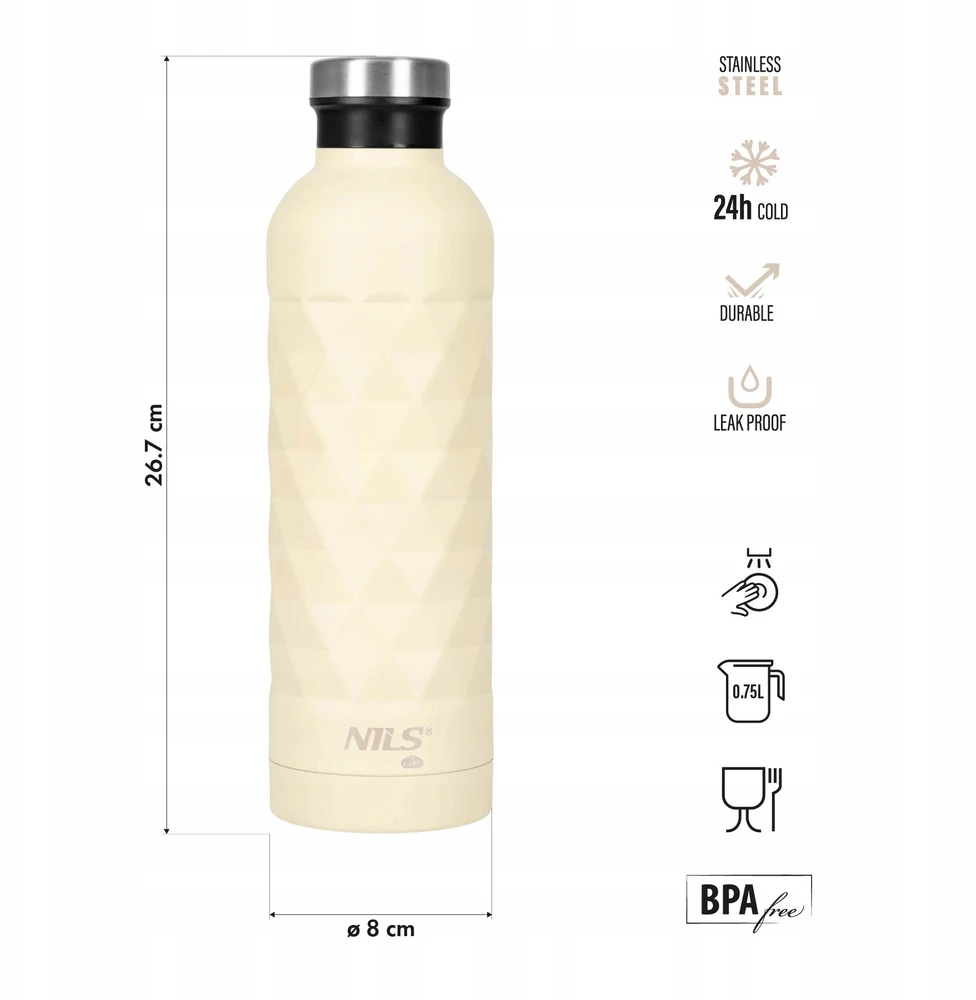 Gertuvė Terminis butelis Nils Camp 750ml, beičas, kelioninis