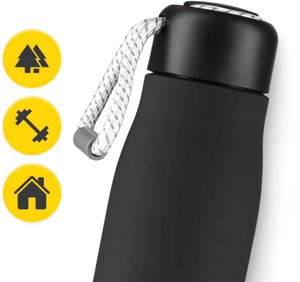 Terminis butelis su dirželiu 540 ml, juodas