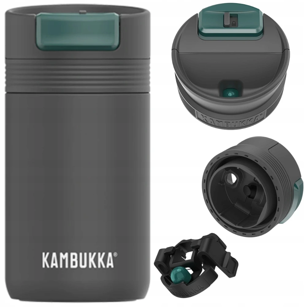 Terminis puodelis 300ml, pilkas kavos termosas automobiliui Kambukka Cabo Pilkas