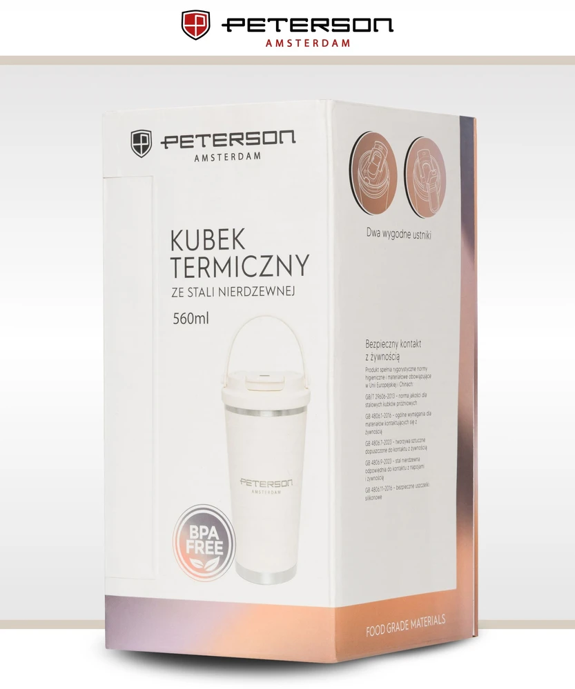 Žalias kubek termiczny ze stali nierdzewnej o pojemności 560ml - Peterson
