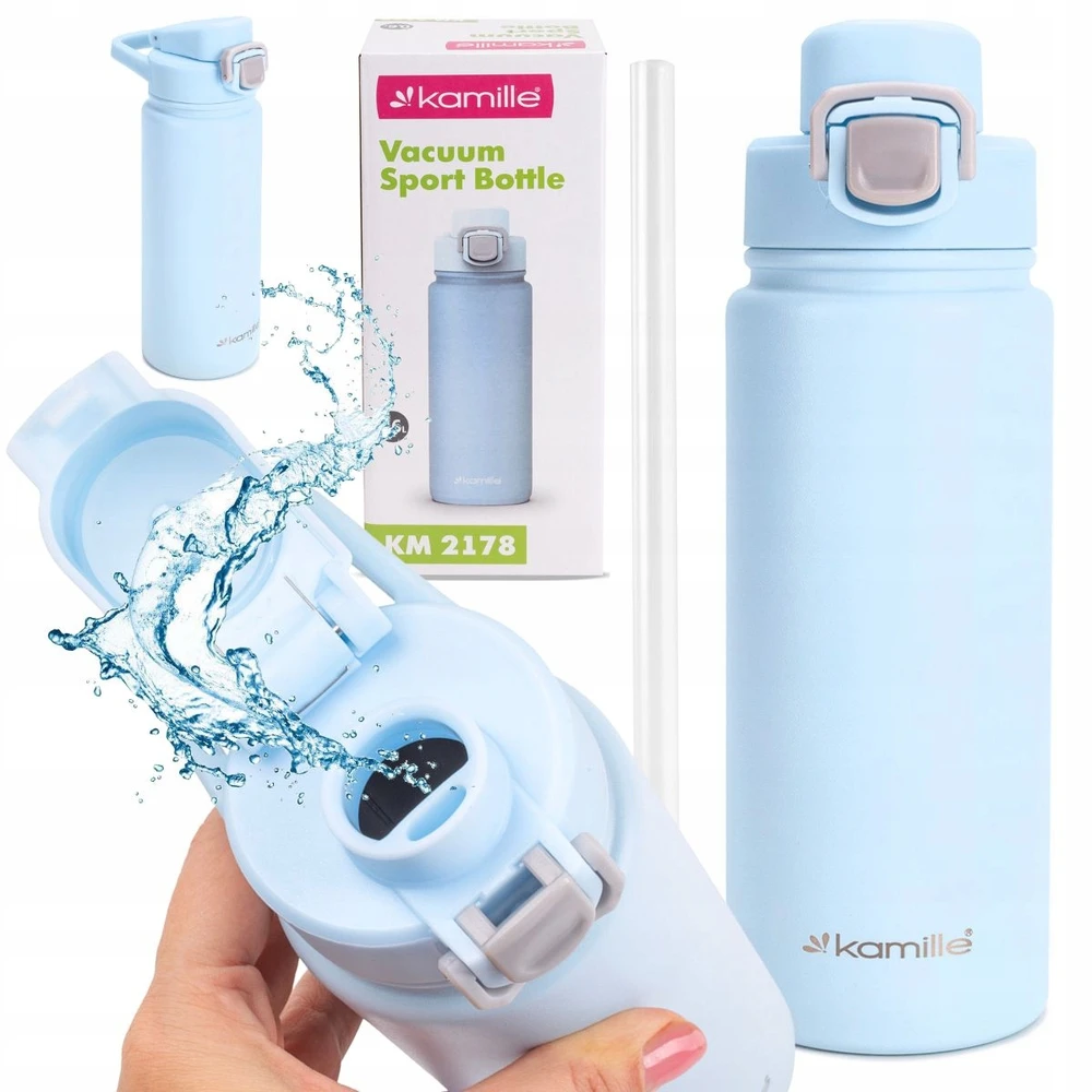 TERMINIS PUODELIS PLIENINIS TERMOSAS 100 % NEPRALAIDUS vandens butelis KAMILLE 600 ml