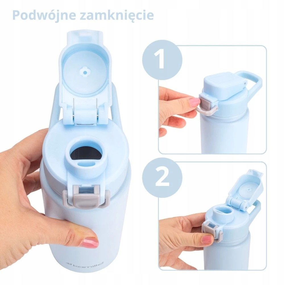 TERMINIS PUODELIS PLIENINIS TERMOSAS 100 % NEPRALAIDUS vandens butelis KAMILLE 600 ml