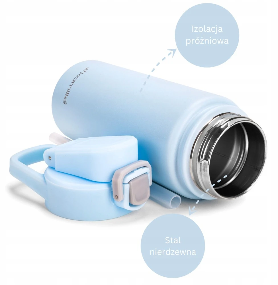 TERMINIS PUODELIS PLIENINIS TERMOSAS 100 % NEPRALAIDUS vandens butelis KAMILLE 600 ml