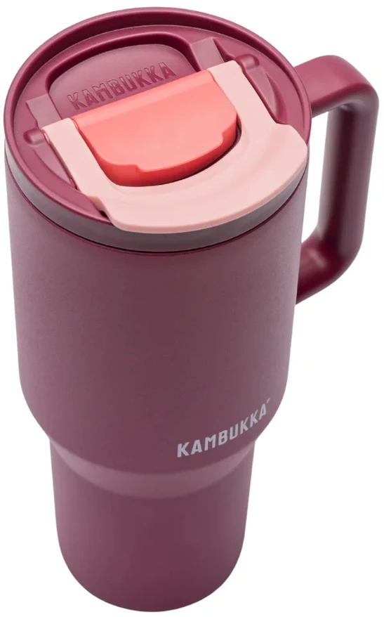 Terminis puodelis su šiaudais didelis puodelis Kambukka Rio 950ml Burgundy Bloom