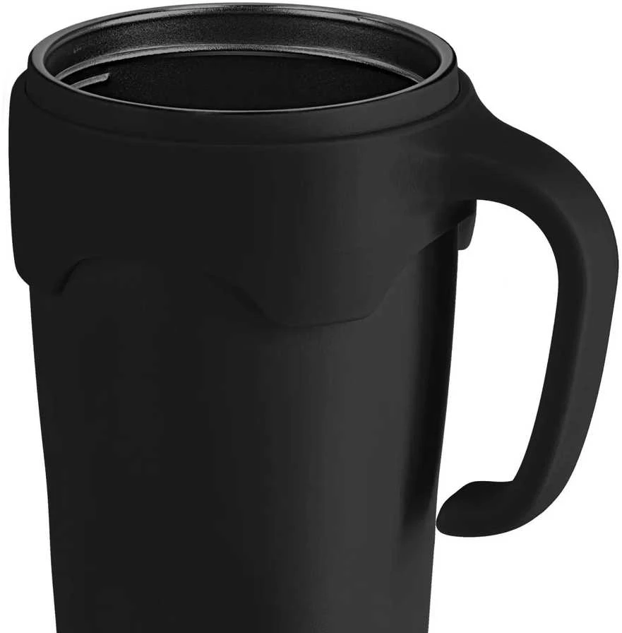 Terminis puodelis su šiaudeliu, 650 ml, juodas