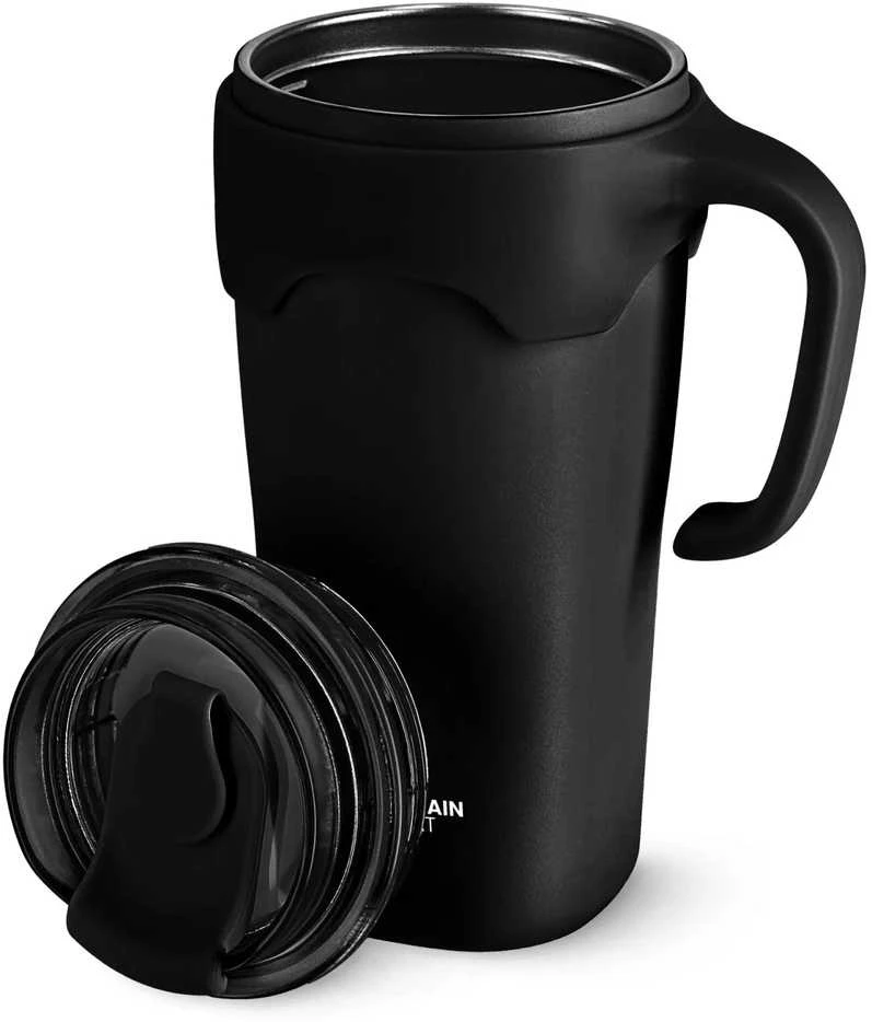 Terminis puodelis su šiaudeliu, 650 ml, juodas