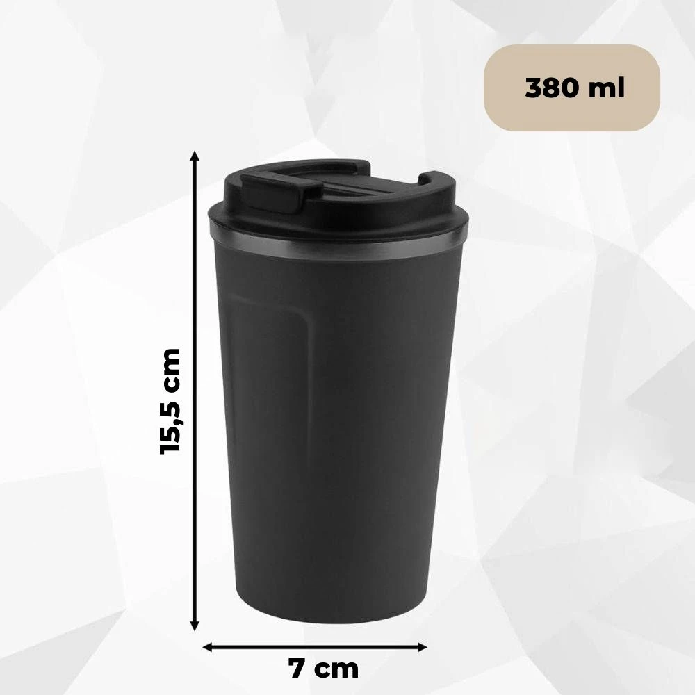 Terminis puodelis, termosas 380ml, automobilinis laikiklis kavai, arbatai ir smart LED