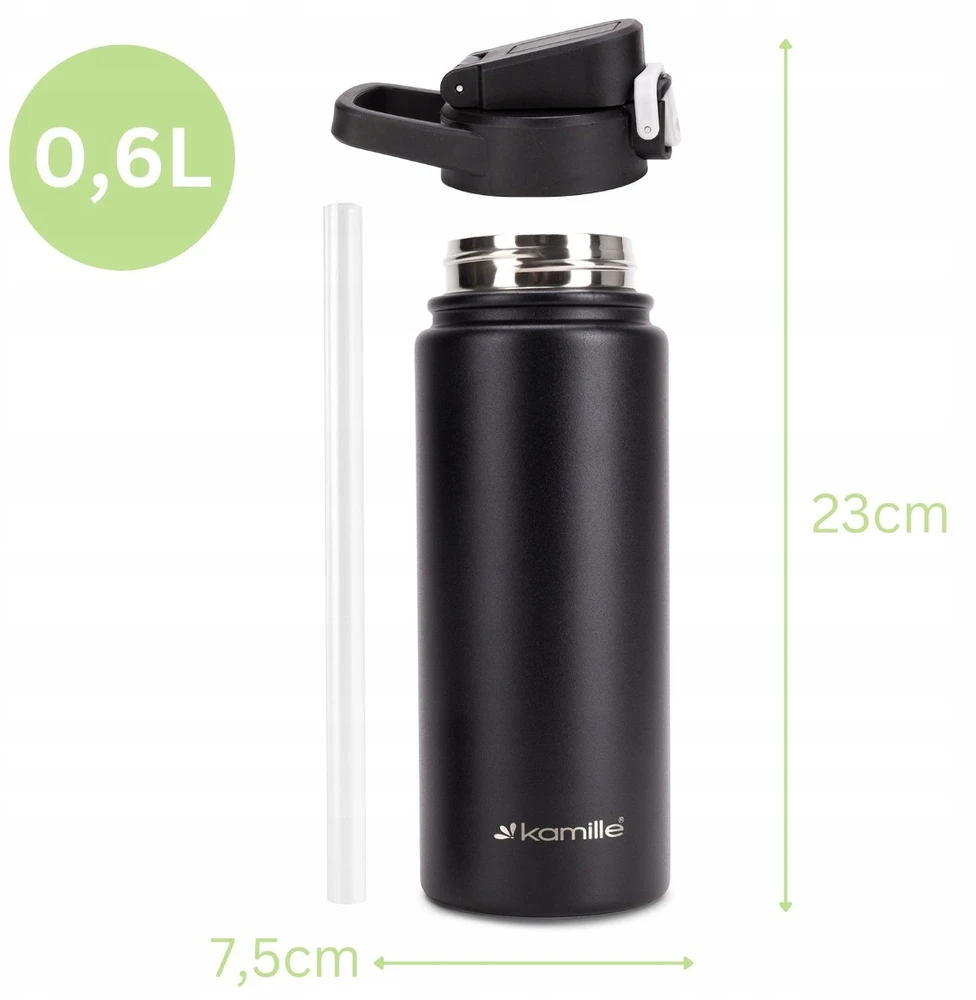 TERMINIS PUODULIS 600 ml PLIENINIS TERMINIS TERMO 100% ŠVIESUS SANDAUS butelis KAMILLE vandens butelis