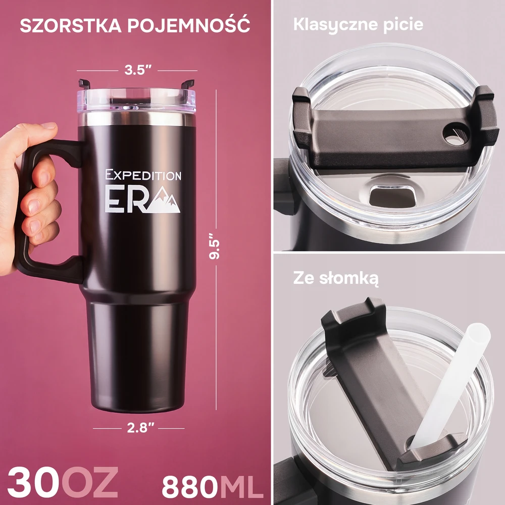 TERMINIS PUODULIS SU ŠIAUDU TERMOSU, NERŪDIJANJO Plieno, 880ml, KAVAI IR ARBATA