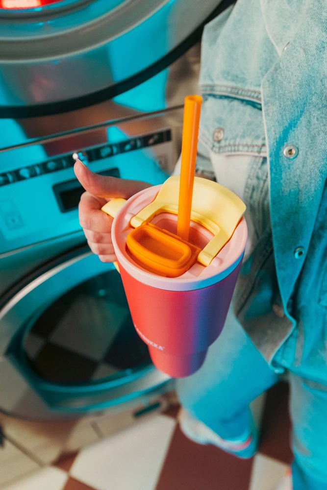 Terminių puodelių rinkinys Kambukka RIO su teleskopiniu šiaudeliu, 2x termo puodelis 950 ml, Exotic Twins