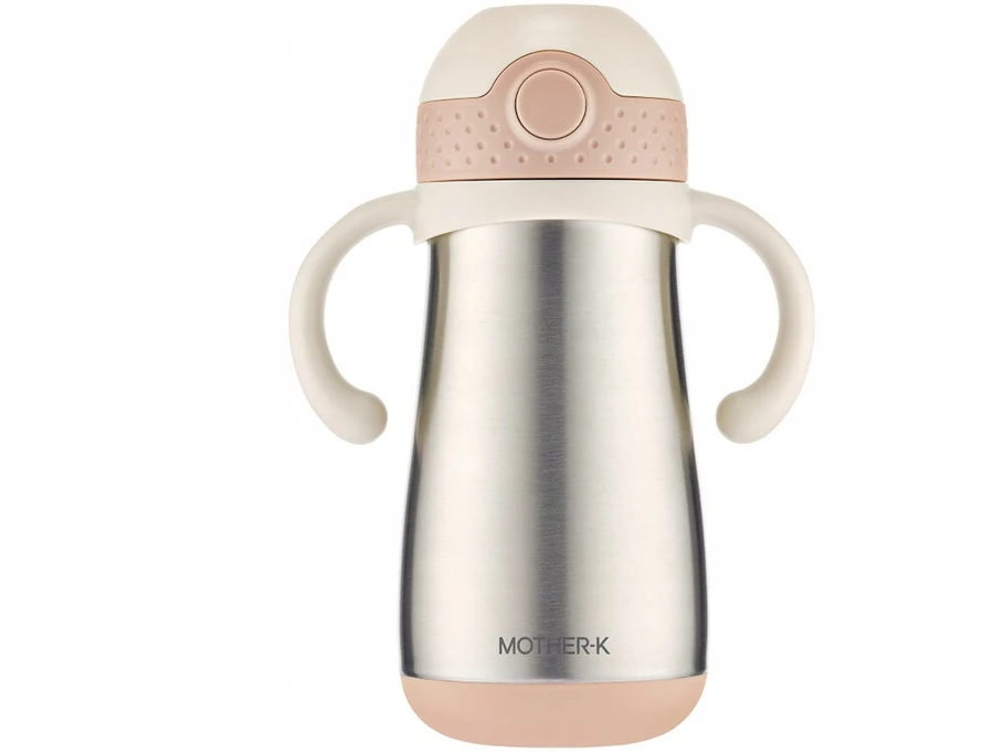 Termo gertuvė su šiaudeliu Mother-K Hug kreminė, 350 ml.