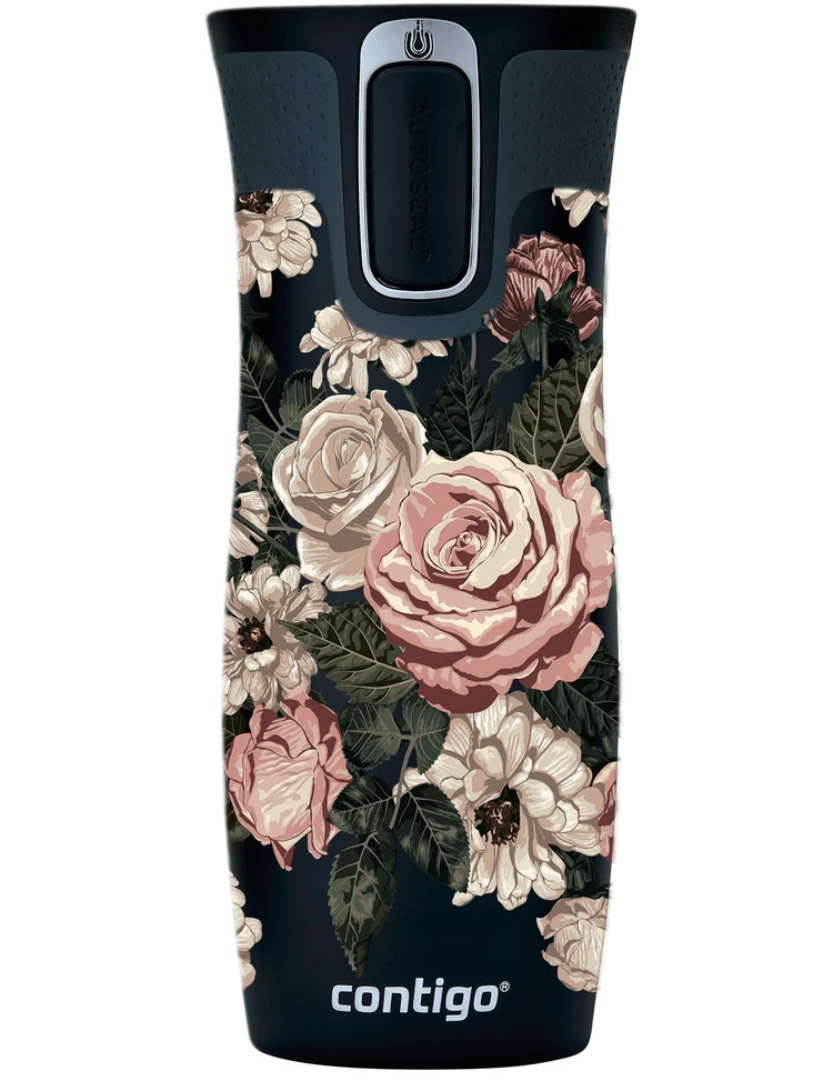 Termo puodelis Contigo West Loop 2.0 470 ml „Glamour Gėlės – Juodas”