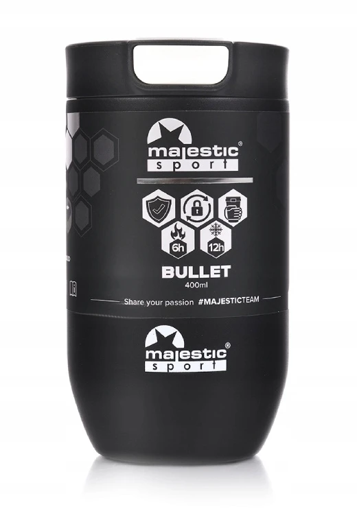 Termo puodelis Majestic Sport Bullet 400 ml - Juodas