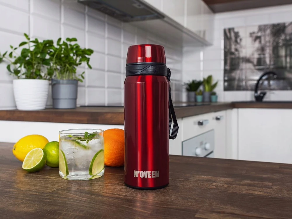 Termokubilas N'oveen 700ml raudonas, nerūdijančio plieno