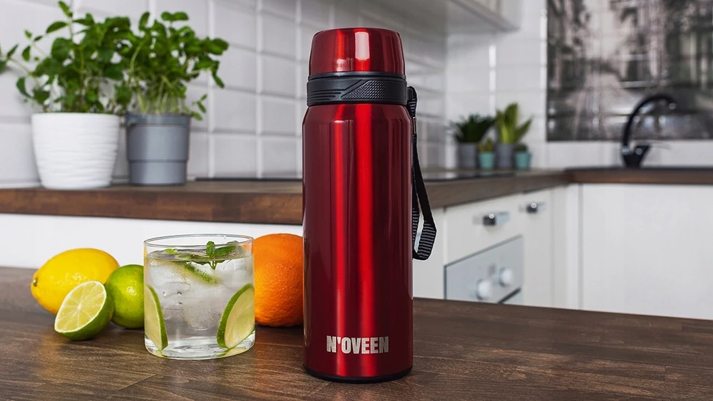Termokubilas N'oveen 700ml raudonas, nerūdijančio plieno