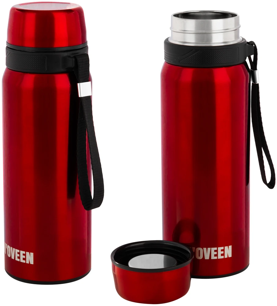 Termokubilas N'oveen 700ml raudonas, nerūdijančio plieno