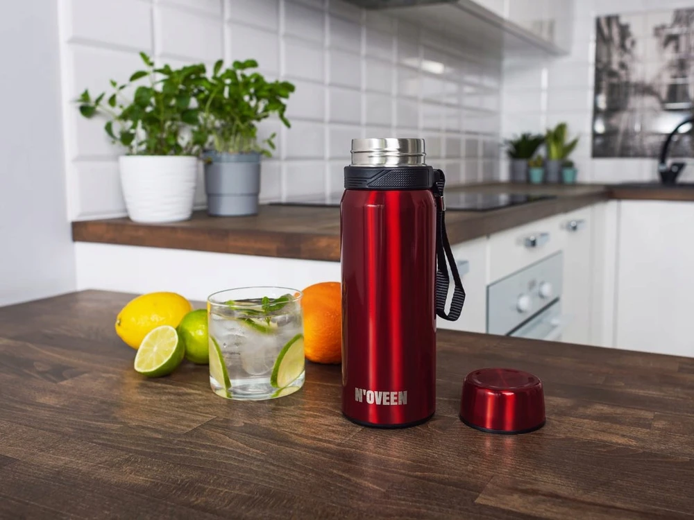 Termokubilas N'oveen 700ml raudonas, nerūdijančio plieno
