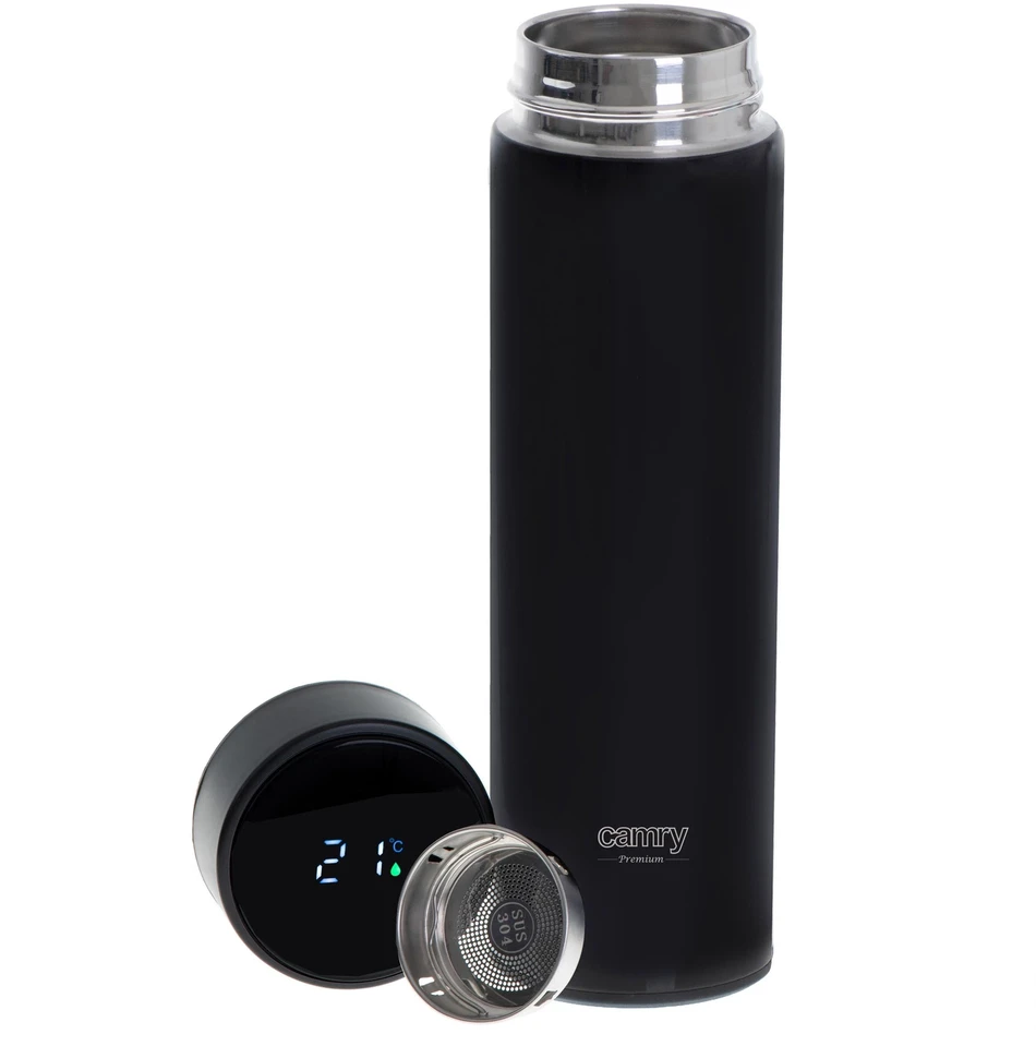 Camry | Thermal Flask | CR 4507bk | Capacity 0.473 L | Material Nerūdijantis plienas/Silicone | Juodas